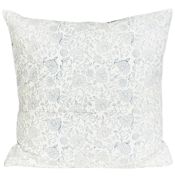 Funda de cojín de algodón estampada. Lavalika azul 60x60