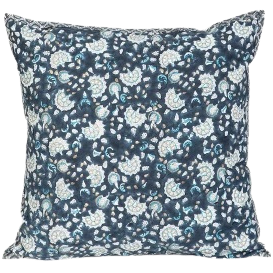 Funda de cojín de algodón estampada. Lavalika azul 60x60
