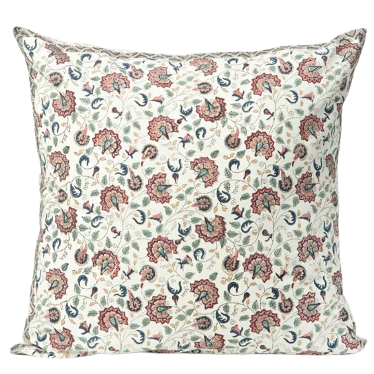 Funda de cojín de algodón estampada. Lavalika blanco 60x60