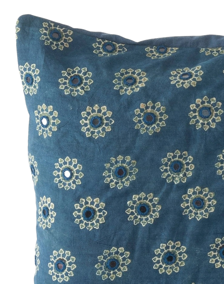 Funda de cojín de algodón estampado. Nitara Índigo 40x40