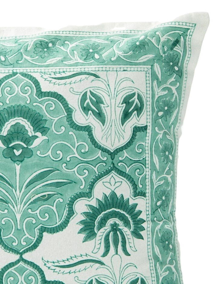 Funda de cojín de algodón estampada. Eliza turquesa 40x40 %%%