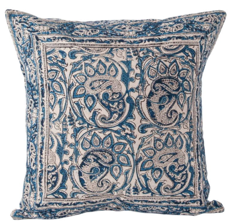 Funda de cojín de algodón kalamkari. Edrah 40x40