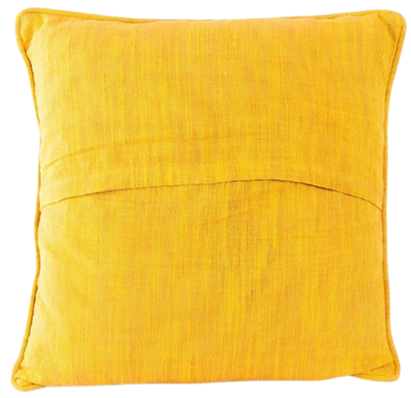 Funda de cojín de algodón tejida en telar. Amarilla rayas. Saib 60x60
