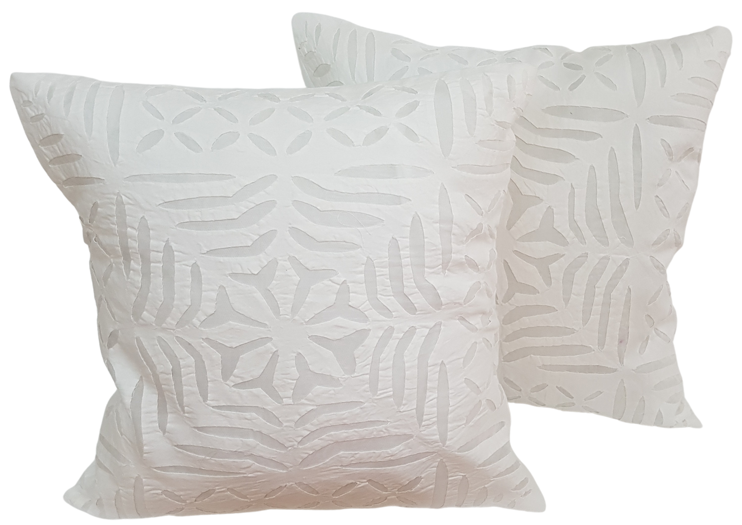 Funda de cojín de algodón calado. Blanco 40x40