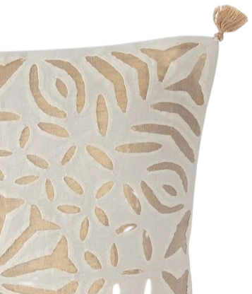 Funda de cojín de algodón calado. Dorado Aasia 40x40