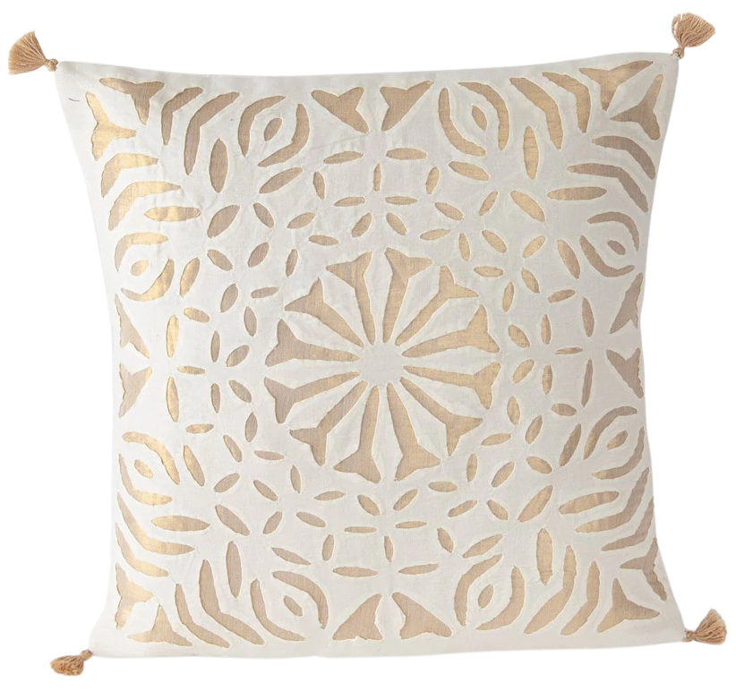 Funda de cojín de algodón calado. Dorado Aasia 40x40