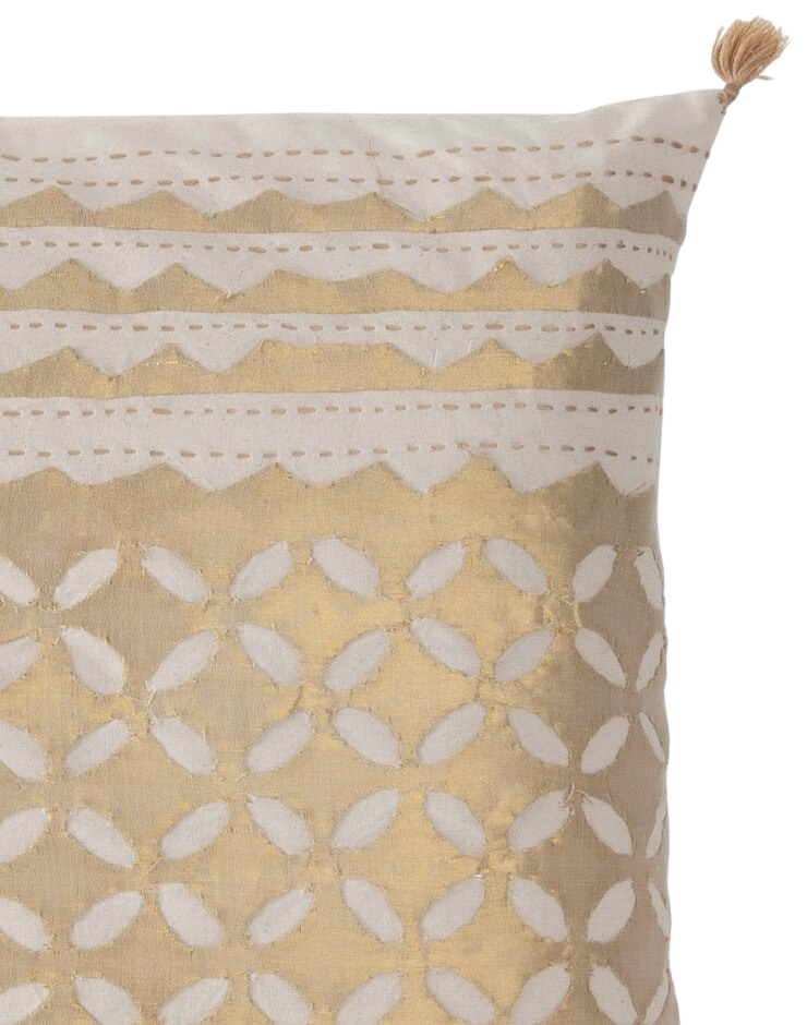 Funda de cojín de algodón calado. Dorado Gatik 40x40