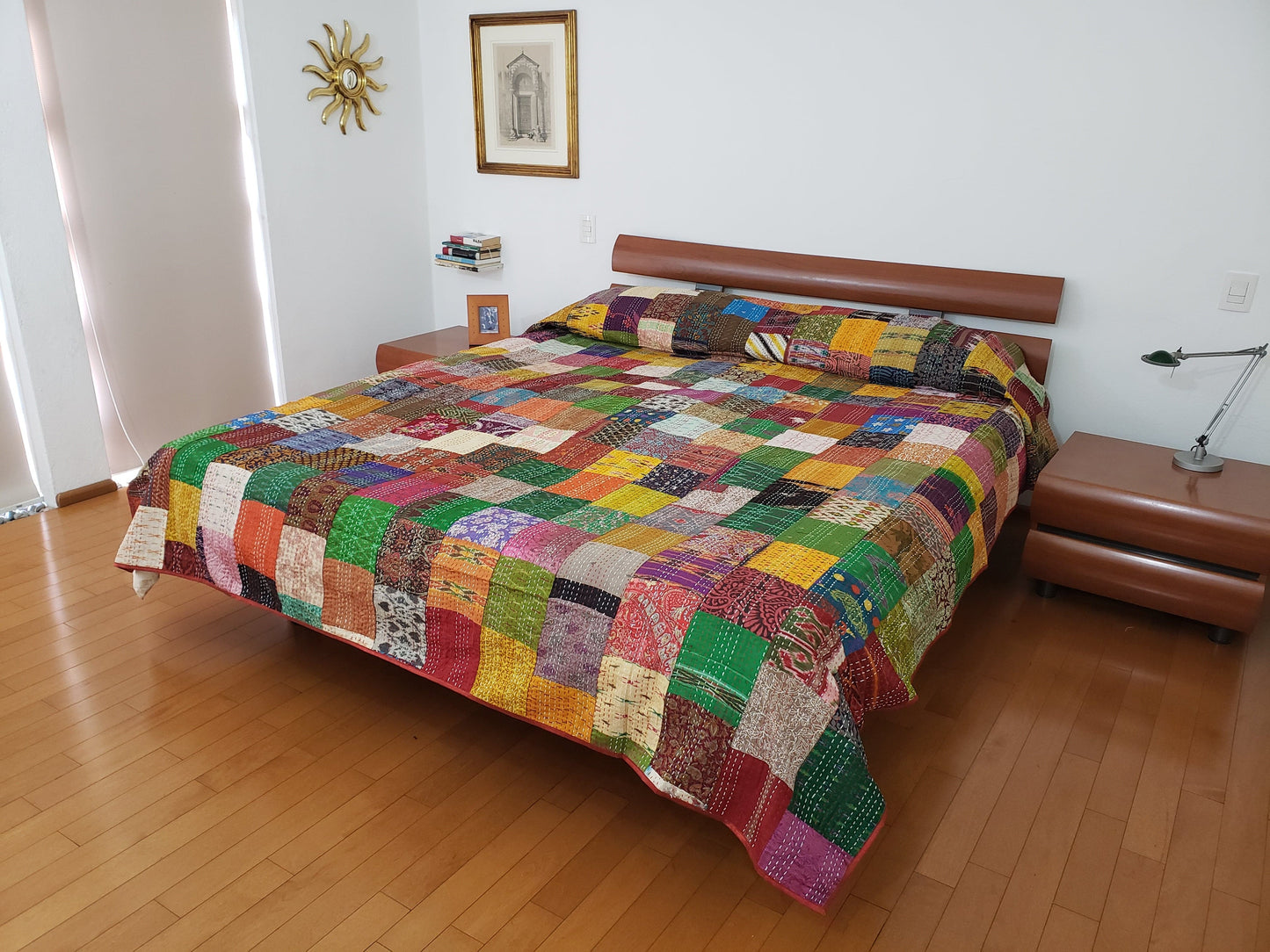 Colcha de seda patchwork. Multicolor
