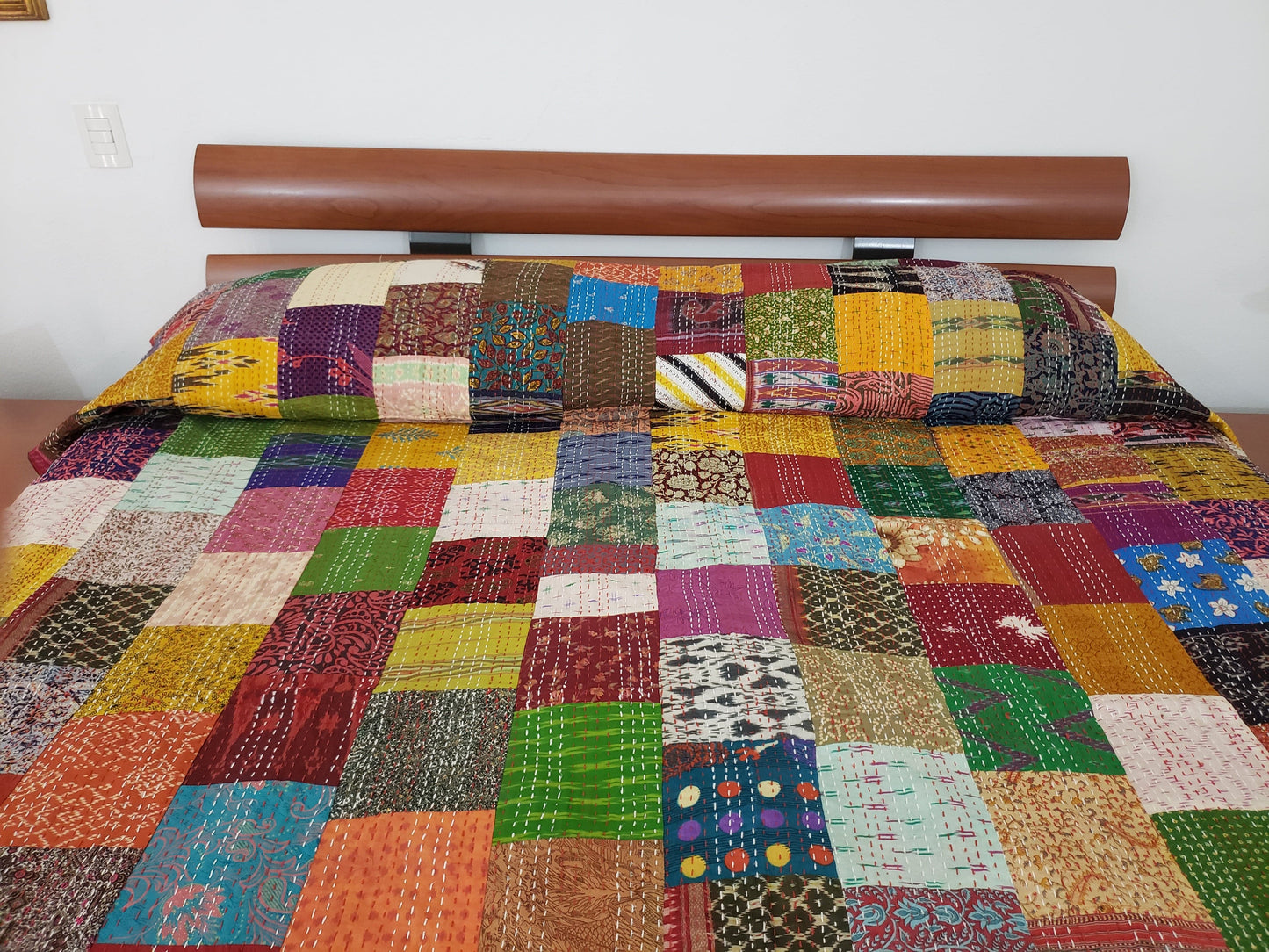 Colcha de seda patchwork. Multicolor