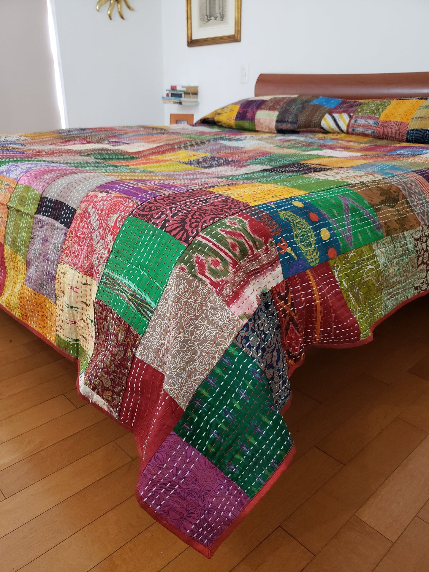Colcha de seda patchwork. Multicolor