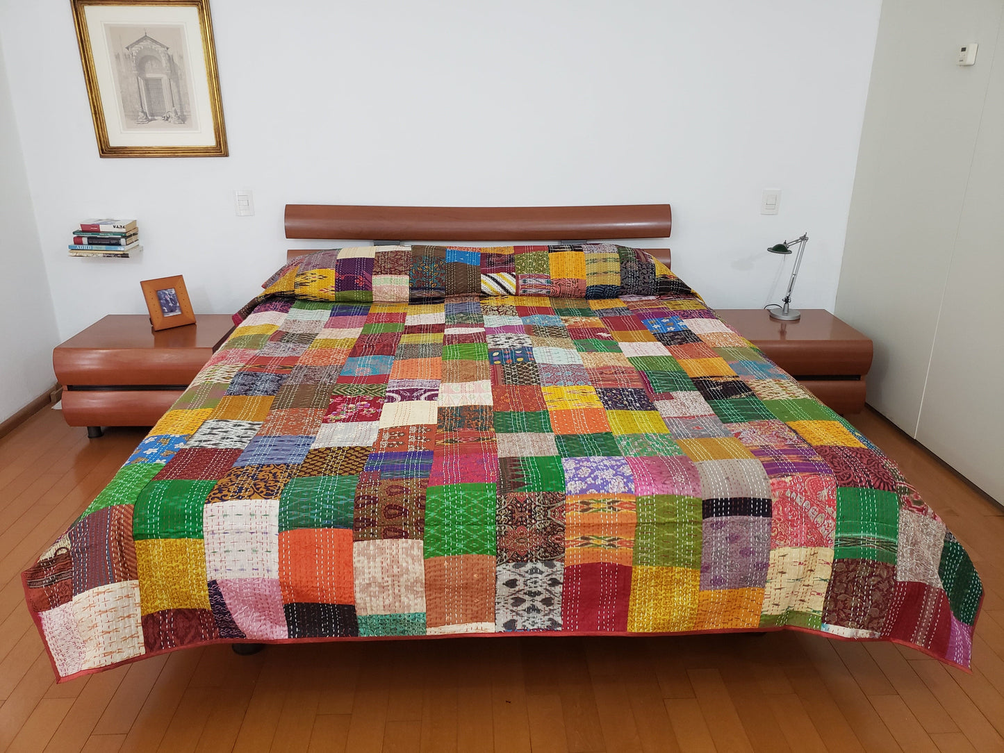 Colcha de seda patchwork. Multicolor