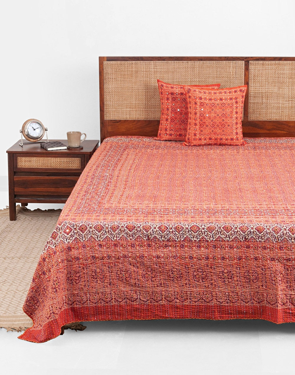 Colcha estampado tradicional. Ajrak naranja