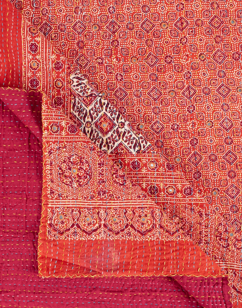 Colcha estampado tradicional. Ajrak naranja