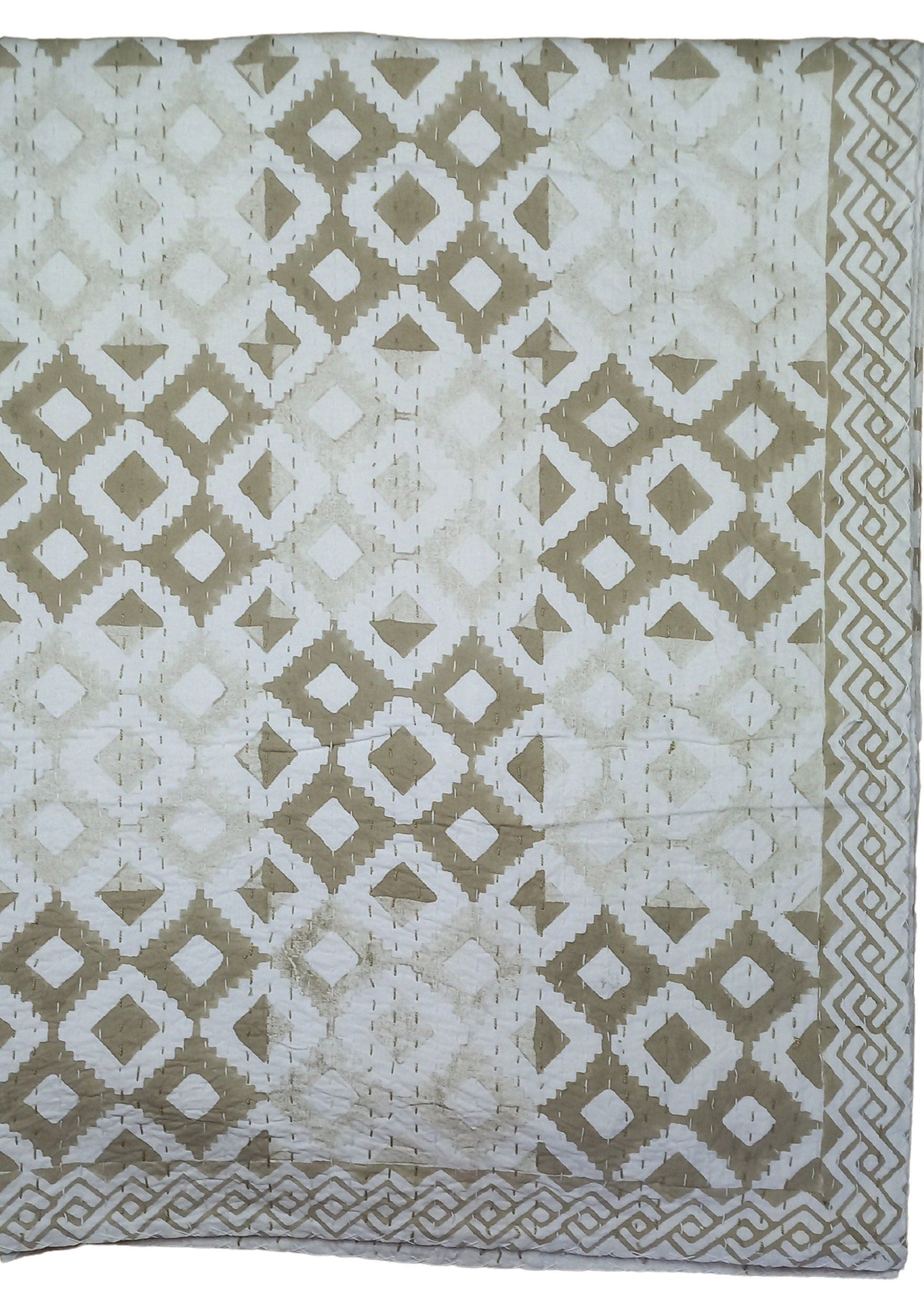 Colcha estampada. Kantha White Base 1