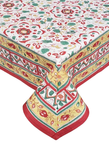 Mantel rectangular 100% algodón estampado a mano. Izmir