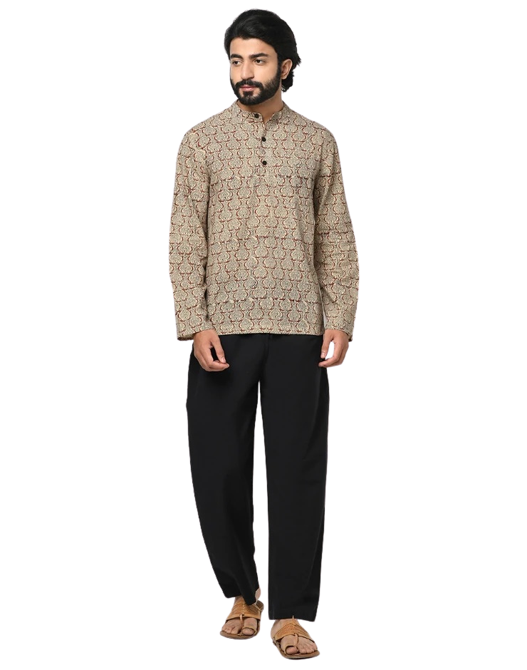Kurta para hombre. Estampado neutro. Manga larga