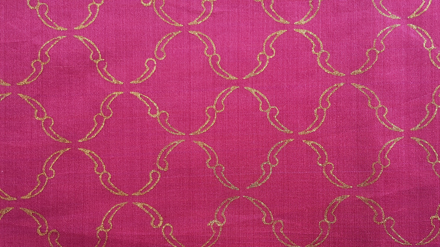 Mantel rectangular 50% algodón, 50% seda estampado a mano (magenta)