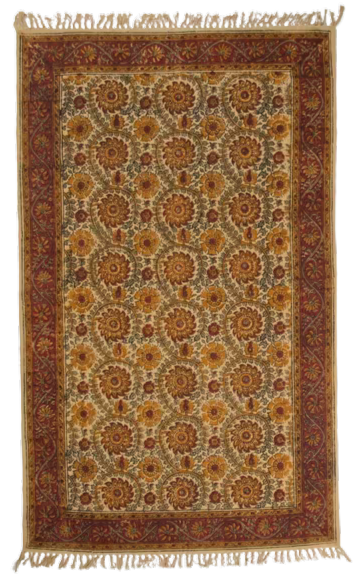 Tapete de algodón estampado a mano. Kalamkari Gamya OC