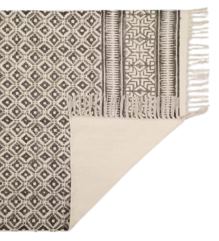 Tapete de algodón estampado. Serene blanco y negro
