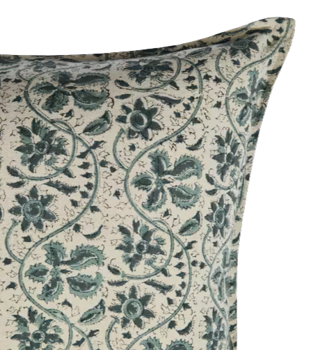 Funda de cojín de algodón estampada. Zaira jaal azul 40x40