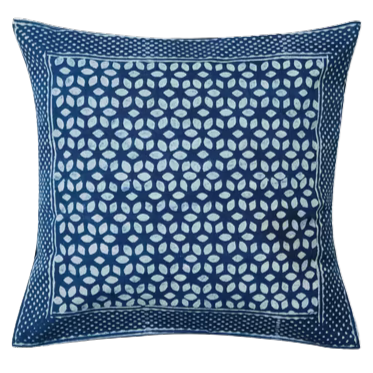 Funda de cojín azul índigo natural Dabu. Hanid 40x40