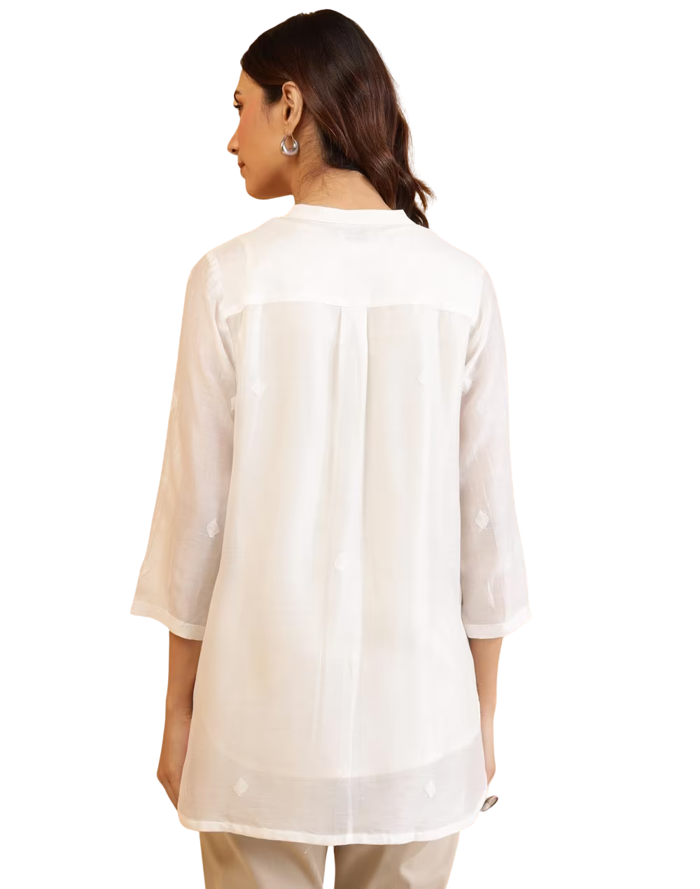 Blusa de algodón y seda con bordado chikankari. Blanca PREVENTA