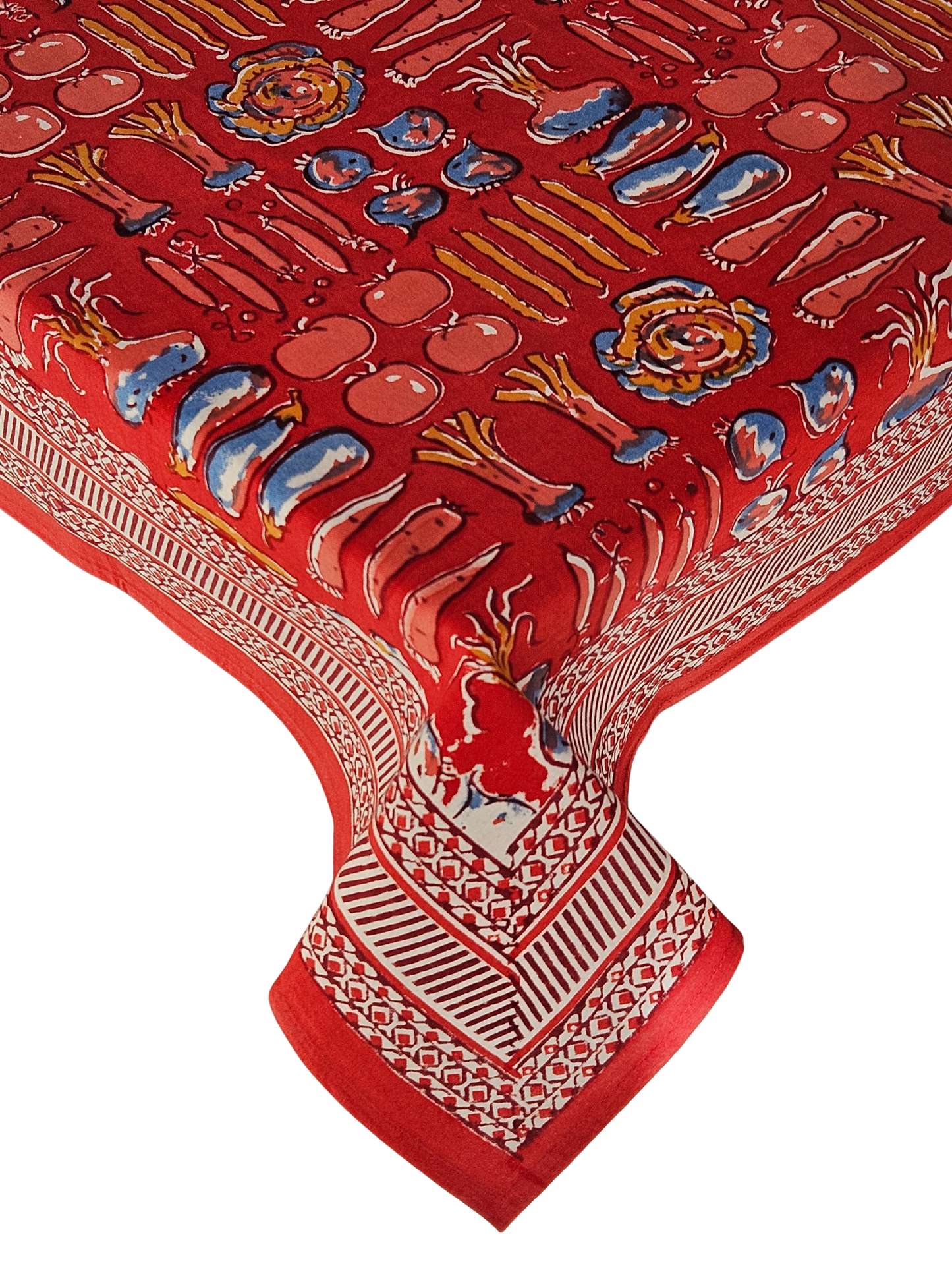 Mantel rectangular estampado a mano Remolacha