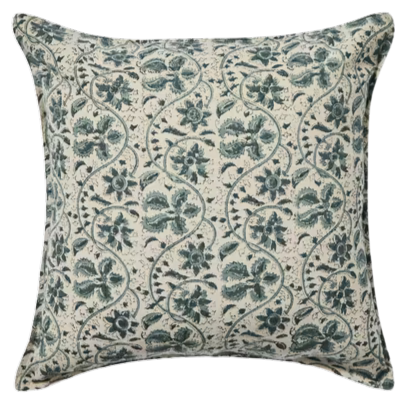 Funda de cojín de algodón estampada. Zaira jaal azul 40x40