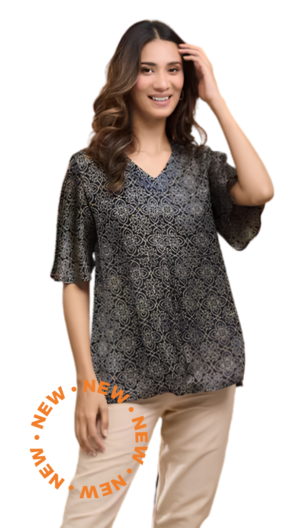 Blusa estilo Ajrakh. Índigo, Nueva