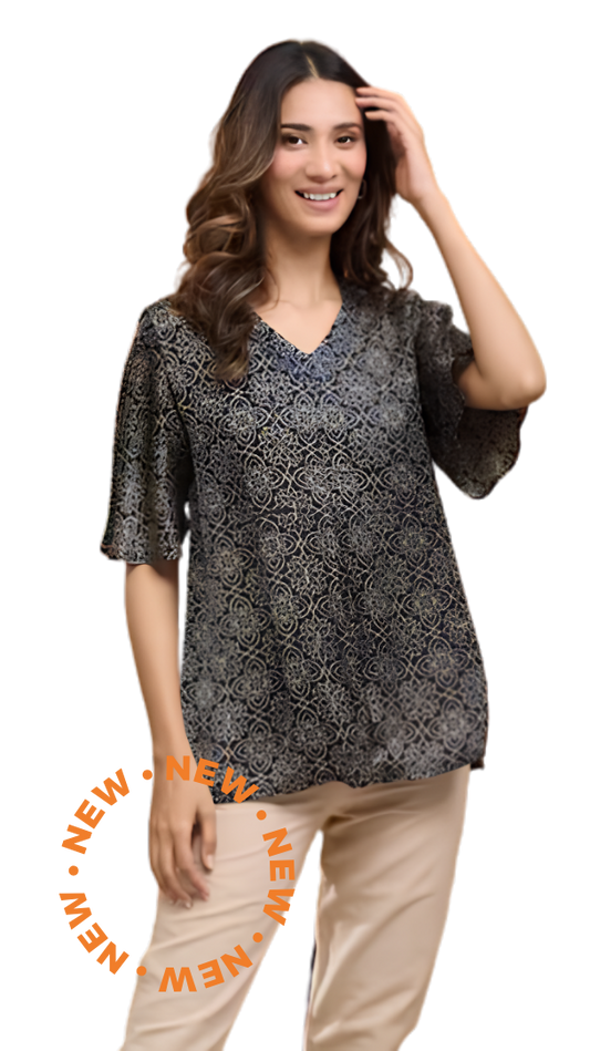 Blusa estilo Ajrakh. Índigo, Nueva