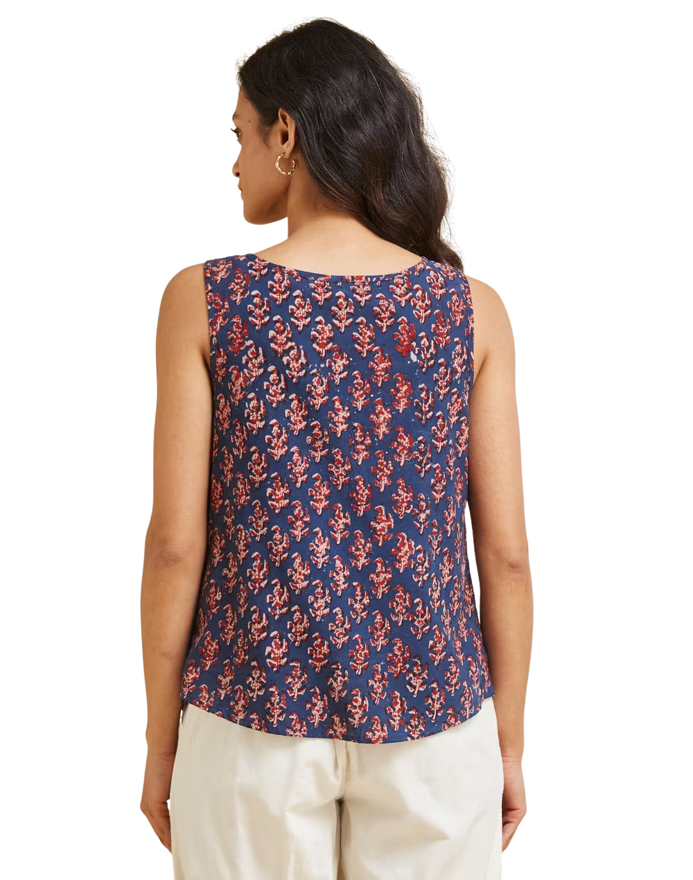 Blusa sin mangas Bagru. Índigo PREVENTA