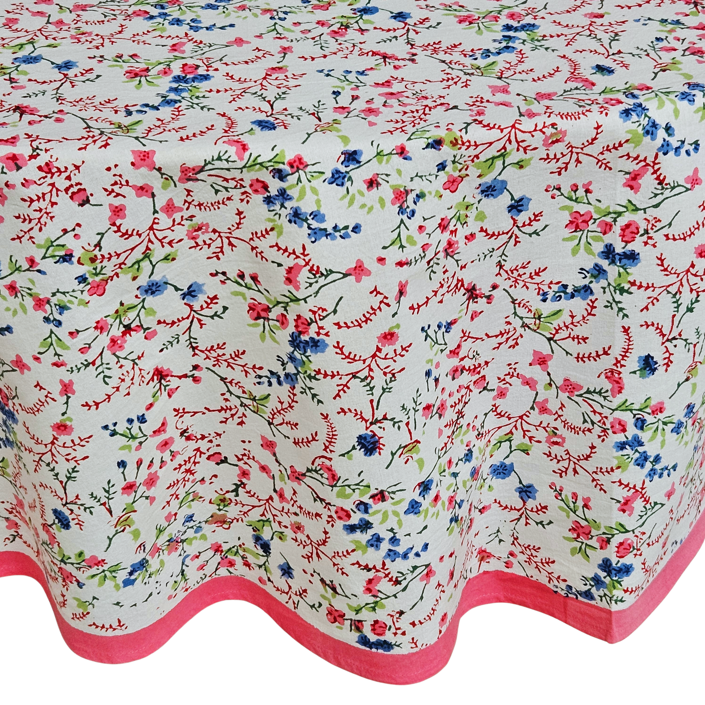 Mantel redondo estampado a mano. Bikaner Flower. Nuevo