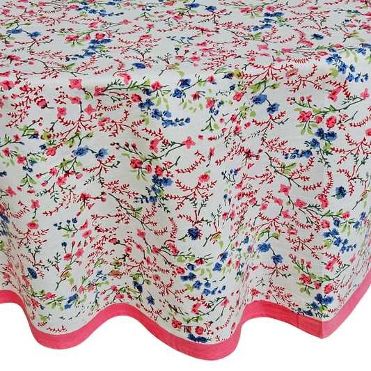 Mantel redondo estampado a mano. Bikaner Flower