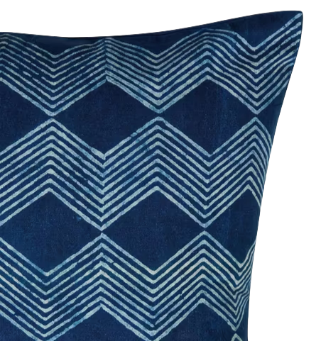 Funda de cojín azul índigo natural Dabu. Roha 40x40