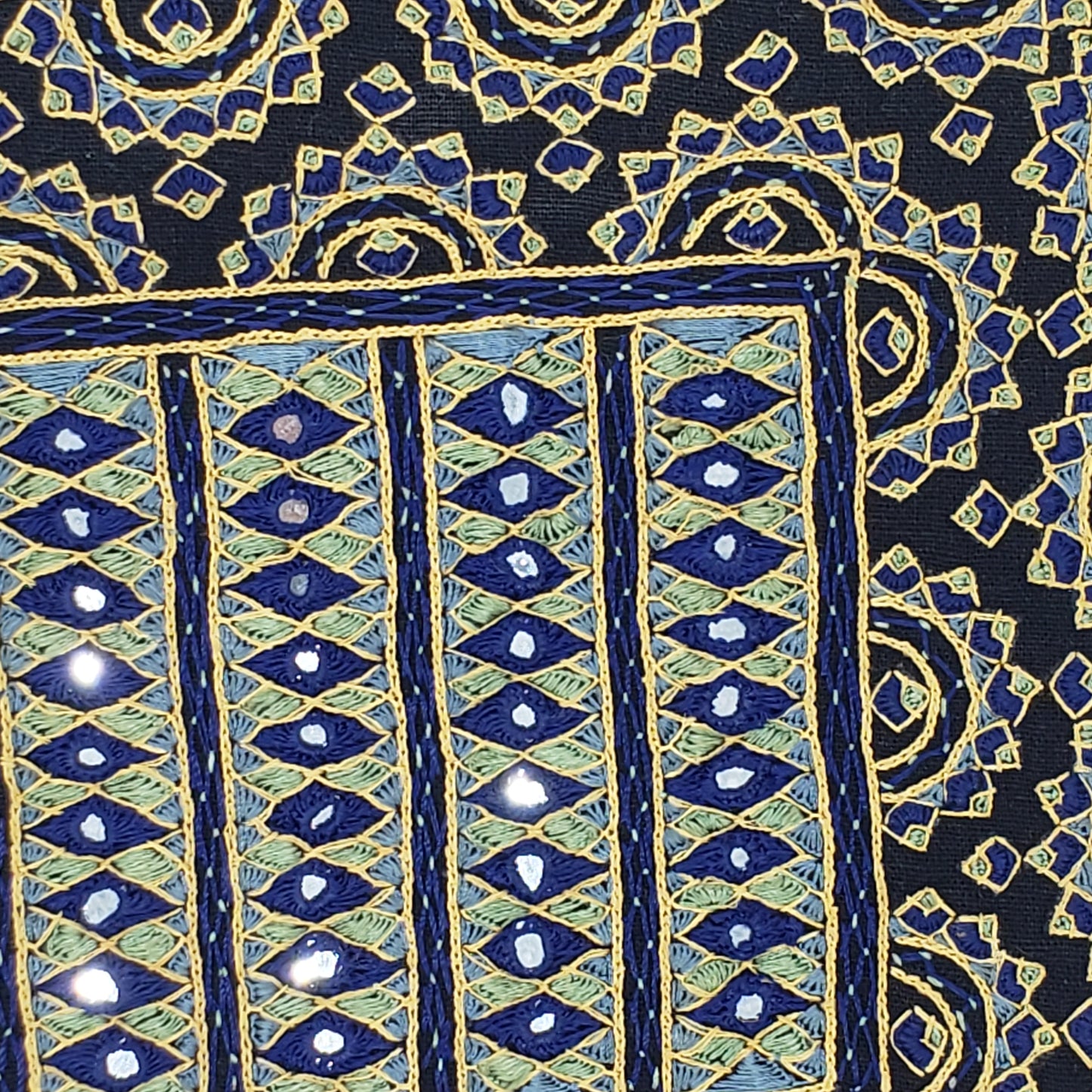 Bolso de mano bordado Neran Kutch Azul