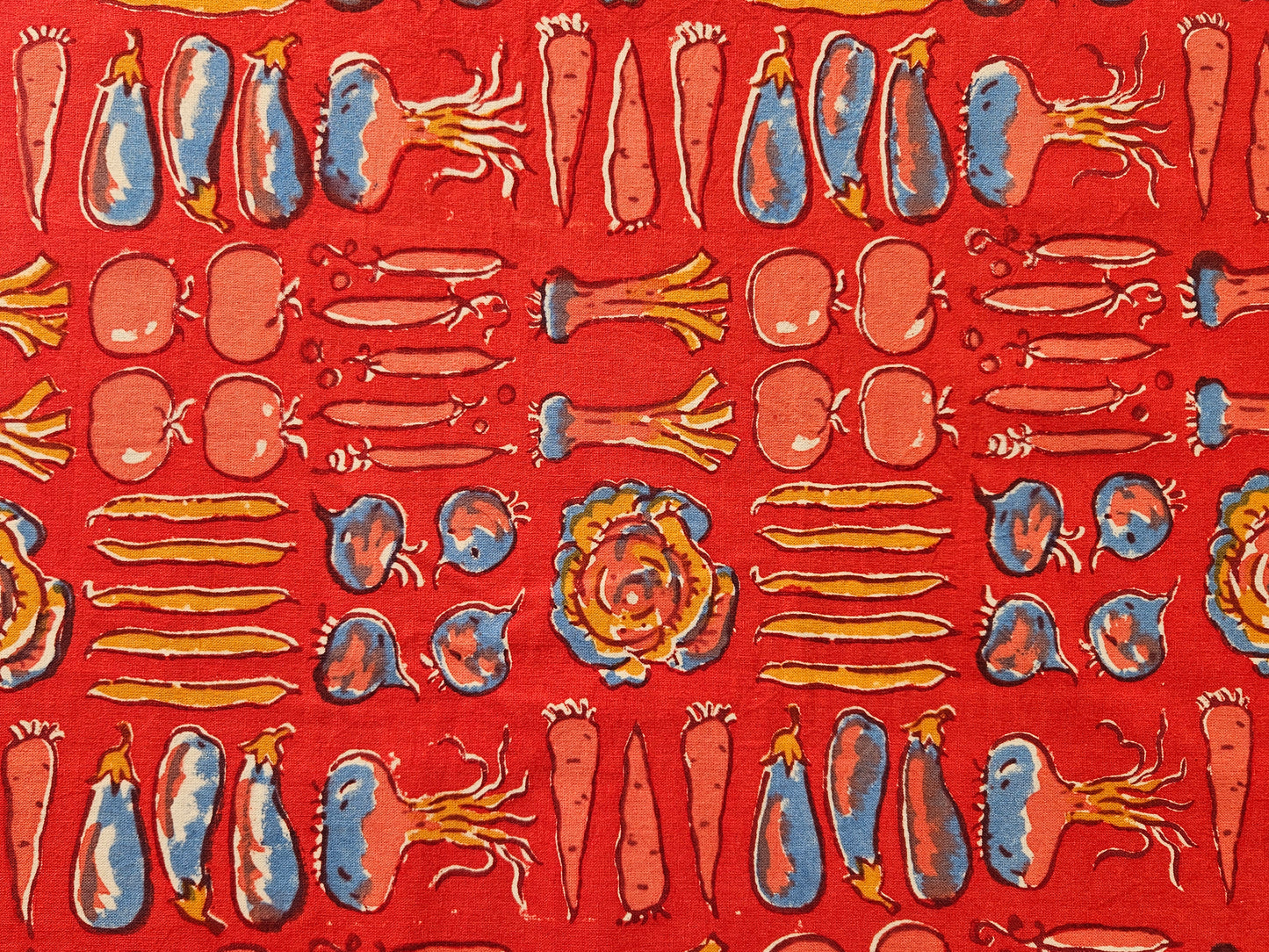 Mantel rectangular estampado a mano Remolacha