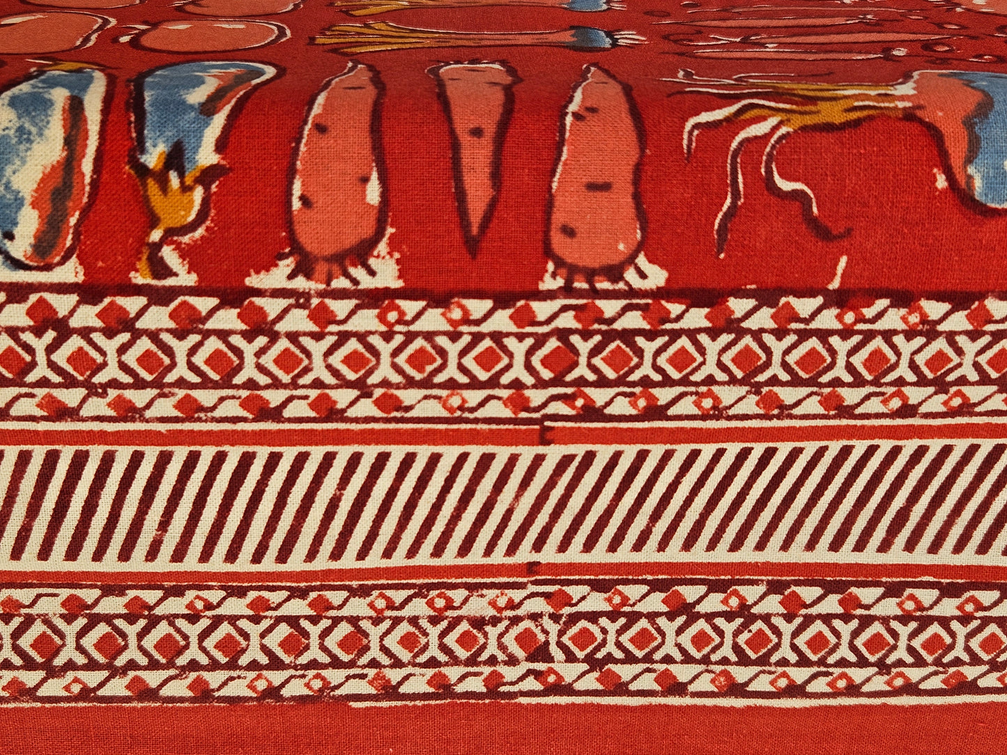 Mantel rectangular estampado a mano Remolacha