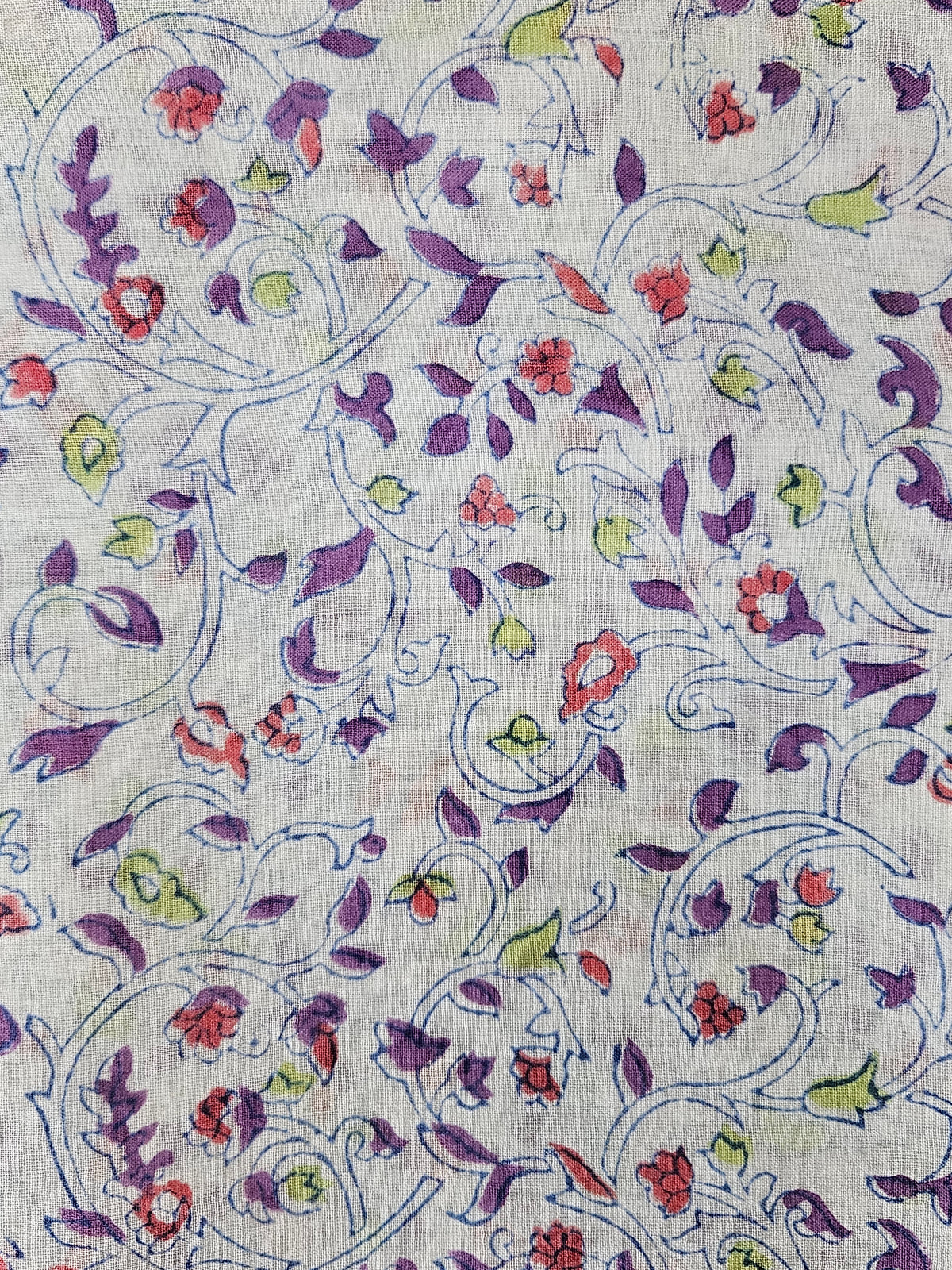 Pareo de algodón estampado a mano. Malati