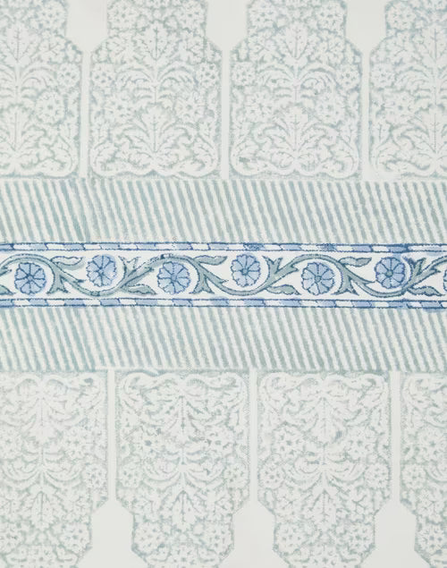 Camino de mesa estampado a mano. Vrishti azul