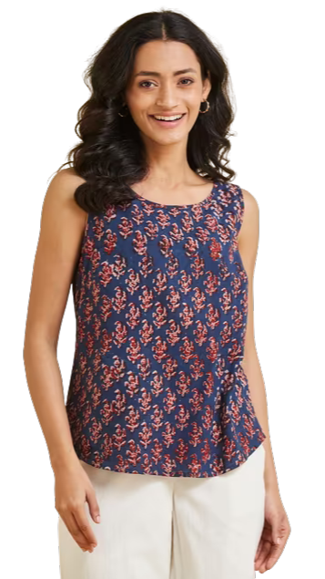 Blusa sin mangas Bagru. Índigo PREVENTA