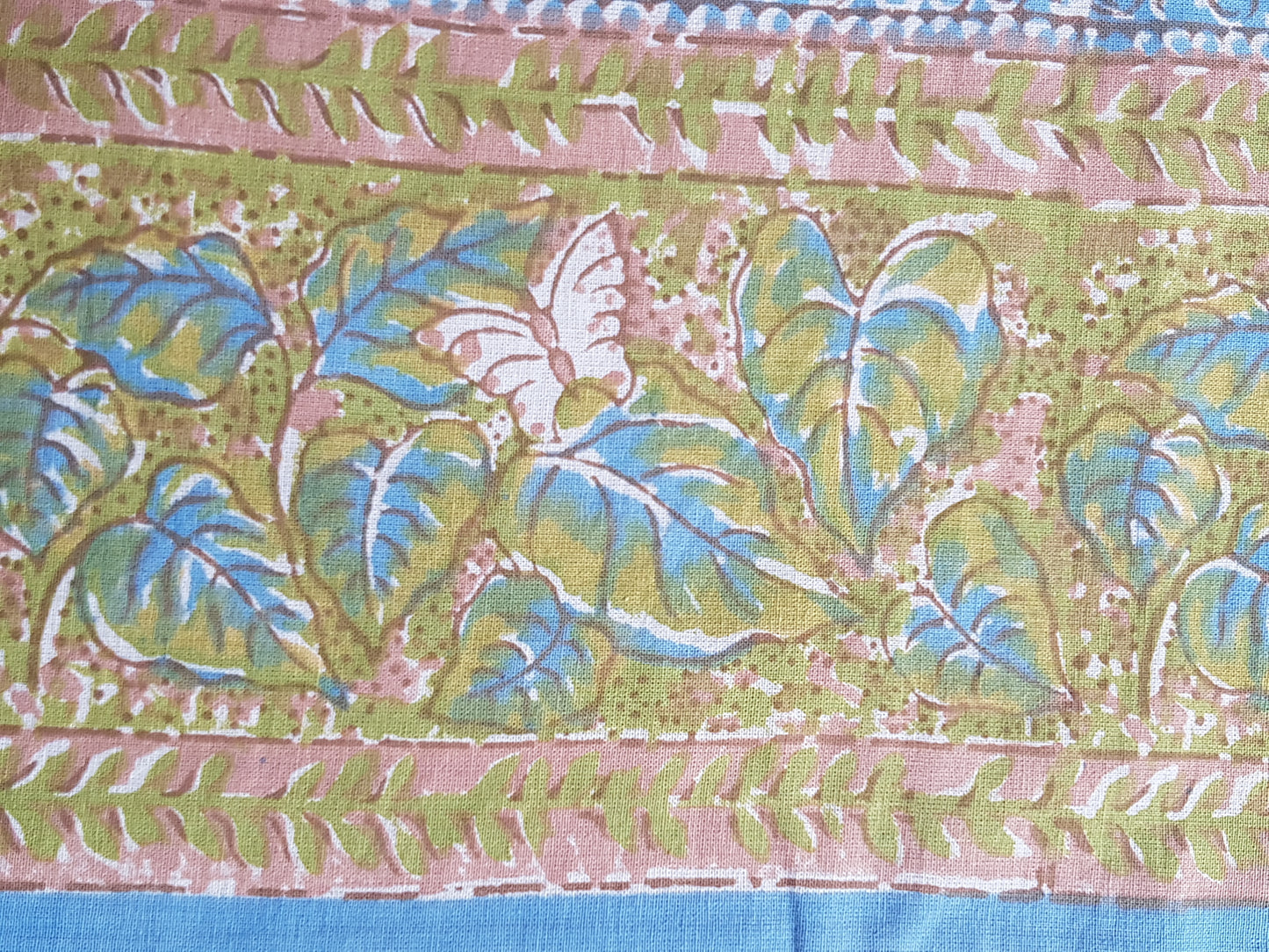 Mantel cuadrado 100% algodón estampado a mano. Rayas