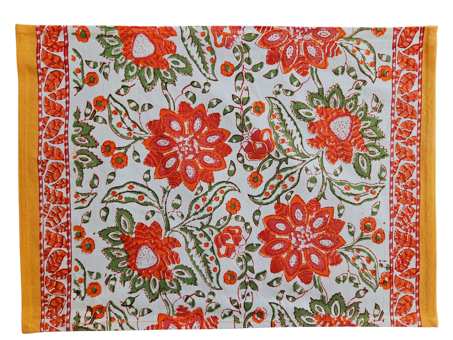 Mantel individual estampado a mano. Flor de 7 pétalos B