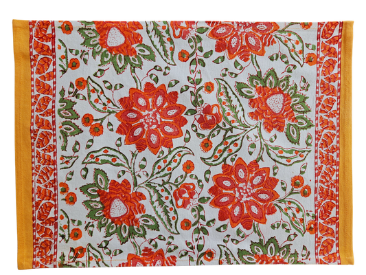 Mantel individual estampado a mano. Flor de 7 pétalos B