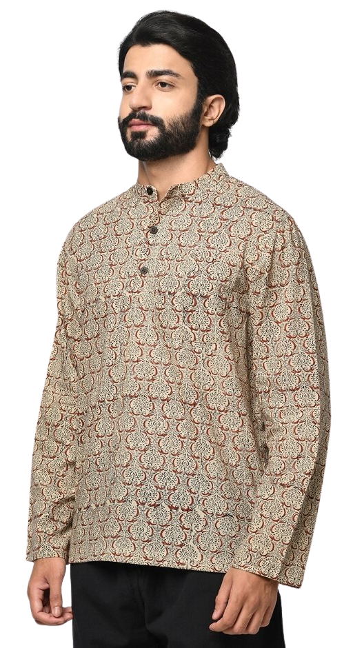 Kurta para hombre. Estampado neutro. Manga larga