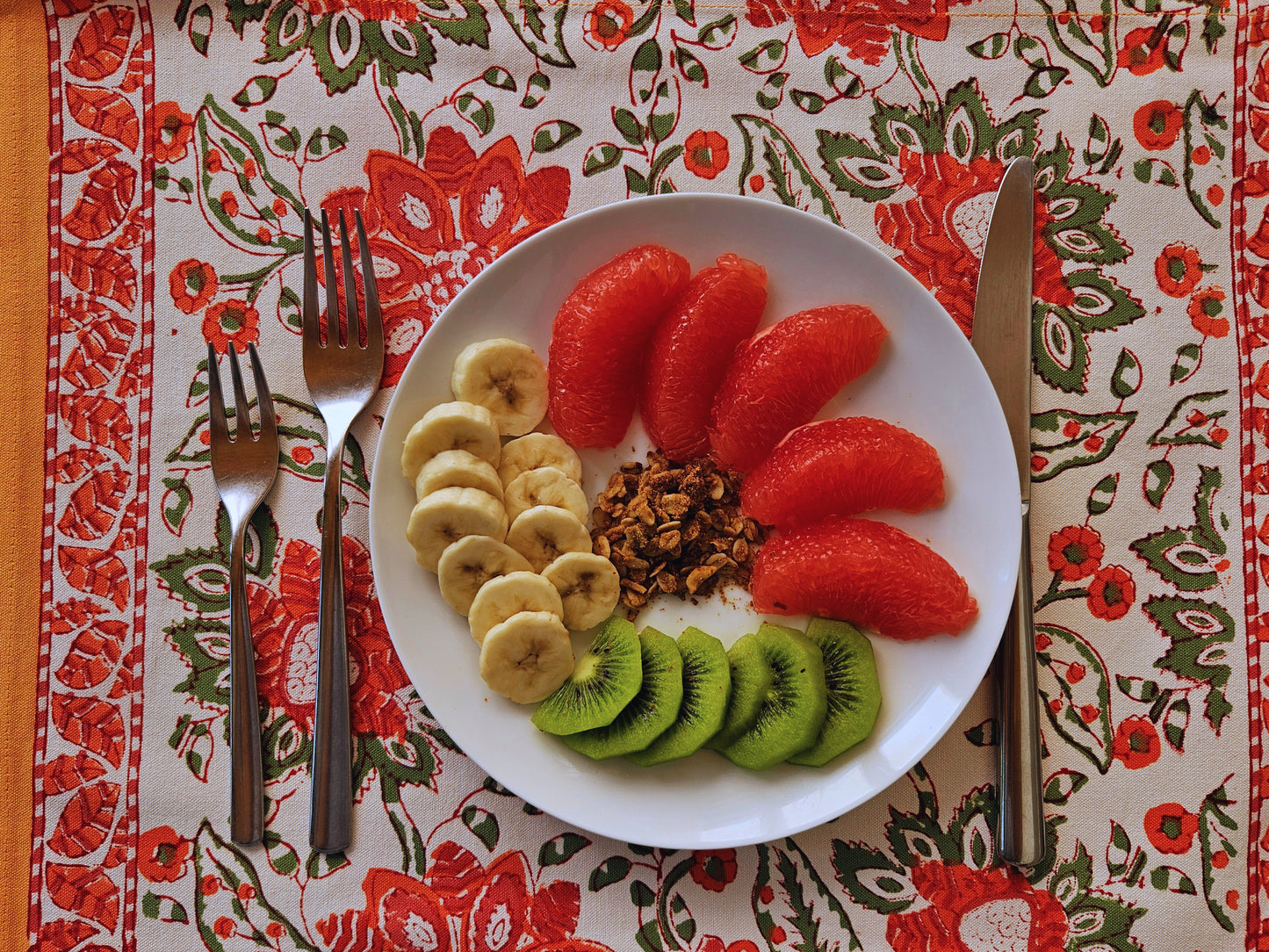 Mantel individual estampado a mano. Flor de 7 pétalos B