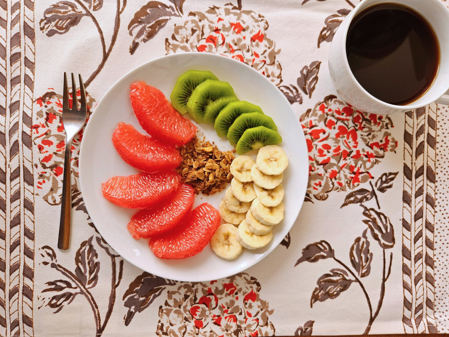 Mantel individual estampado a mano. Hortensia A