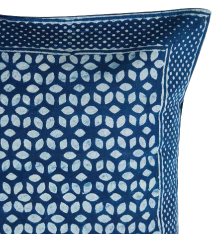 Funda de cojín azul índigo natural Dabu. Hanid 40x40