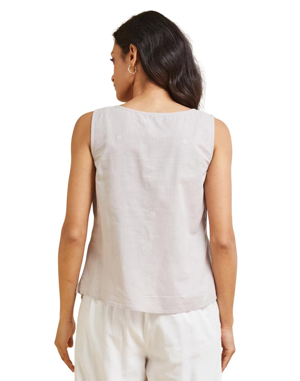 Blusa sin mangas chikankari. Gris PREVENTA