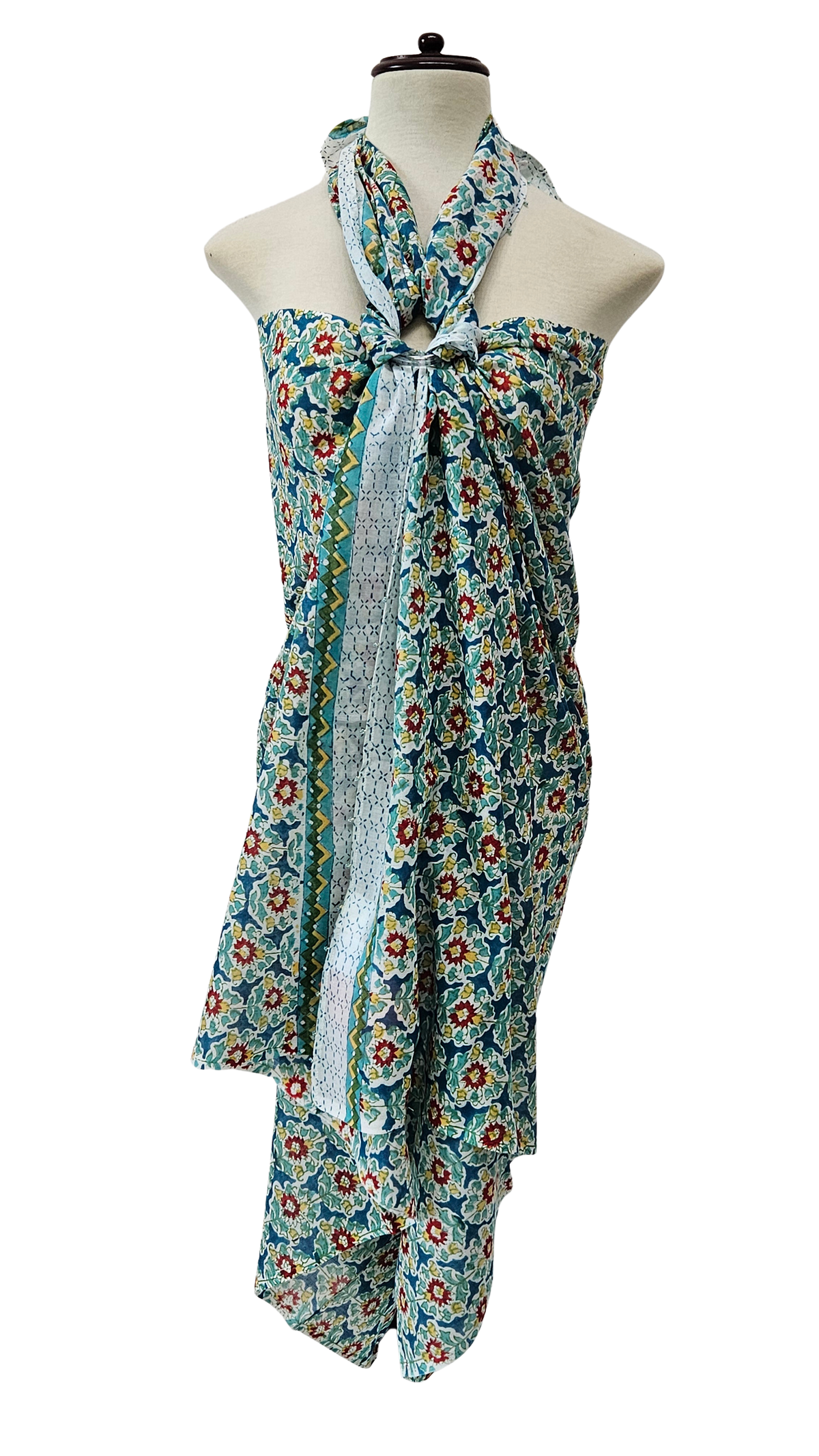 Pareo de algodón estampado a mano. Nila