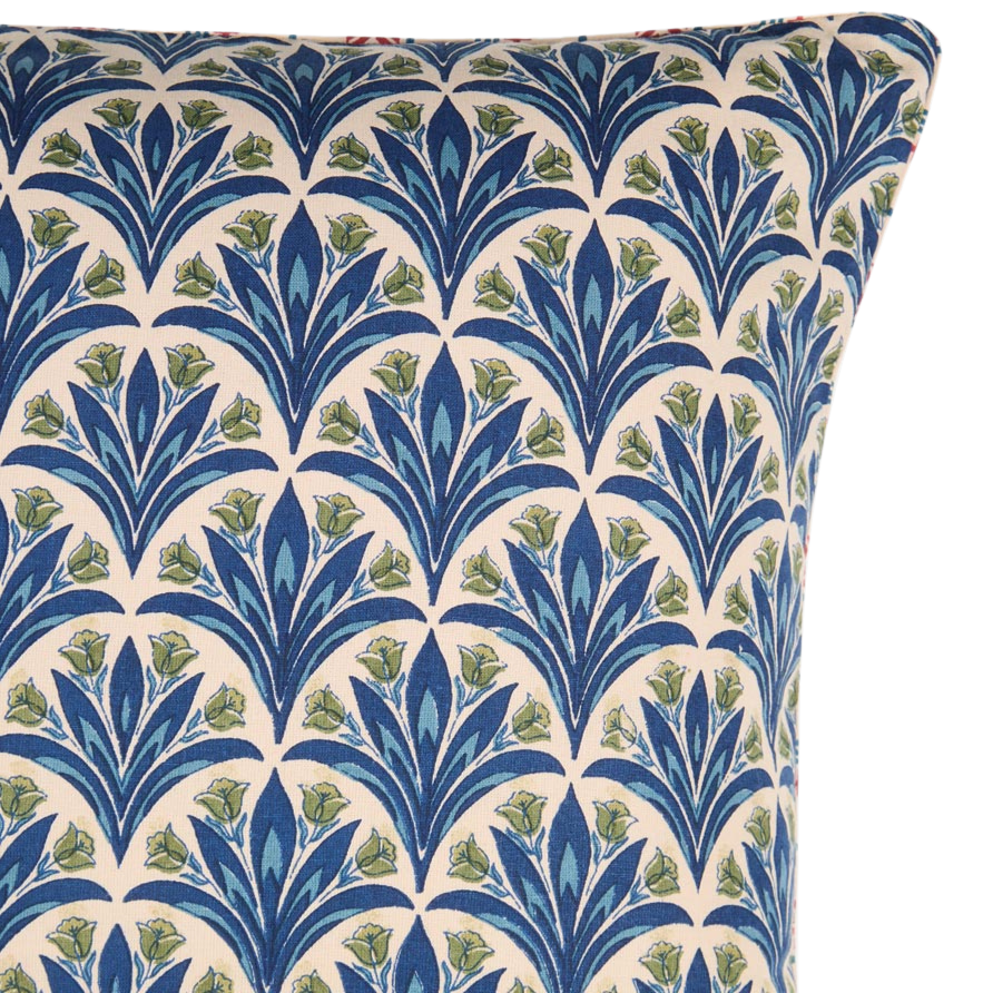 Funda de cojín de algodón estampada. Gulzar Pankh azul 40x40